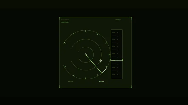 Luminous green radar console in deep negative space — radar wallpaper at 3840x2160