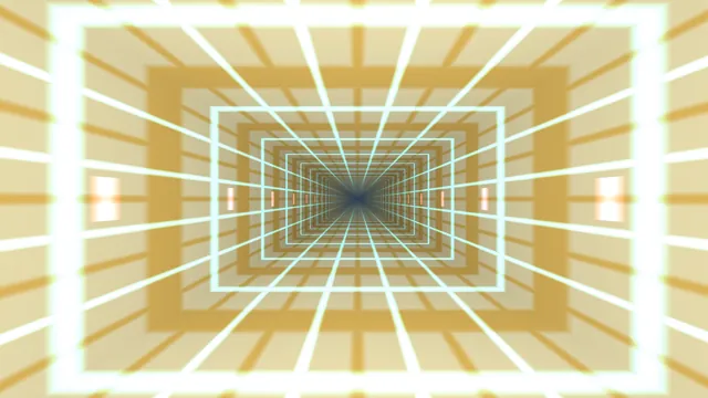 Geometric tunnel of luminous golden grids — geometric tunnel wallpaper at 3840x2160