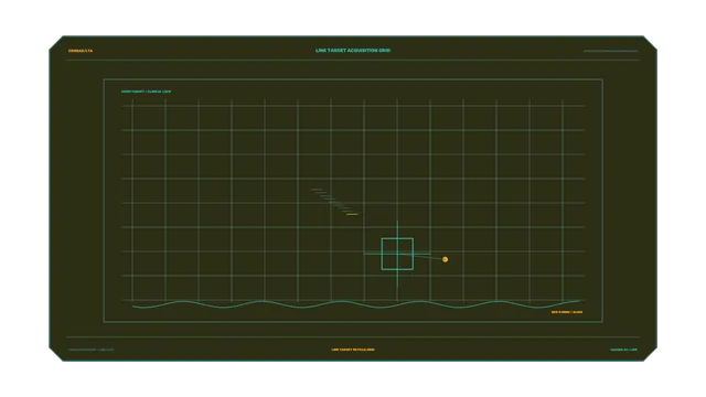 Teal reticle grid with amber signal marker — reticle grid wallpaper at 3840x2160