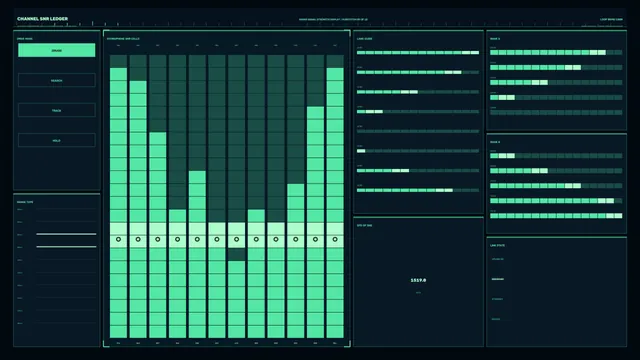 Mint signal dashboard with geometric data bars — dashboard wallpaper at 3840x2160