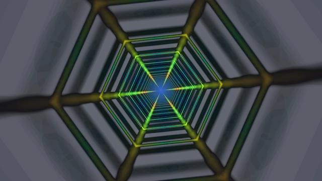Neon hexagonal tunnel in green and blue light — hexagonal tunnel wallpaper at 3840x2160