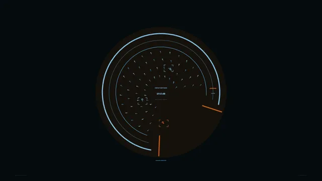 Orbital radar diagram in blue and orange light — radar wallpaper at 3840x2160