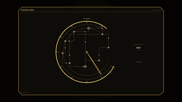 Orbital radar diagram in amber and black — radar diagram wallpaper at 3840x2160