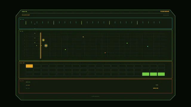 Dark flow radar with luminous data grid — flow radar wallpaper at 3840x2160