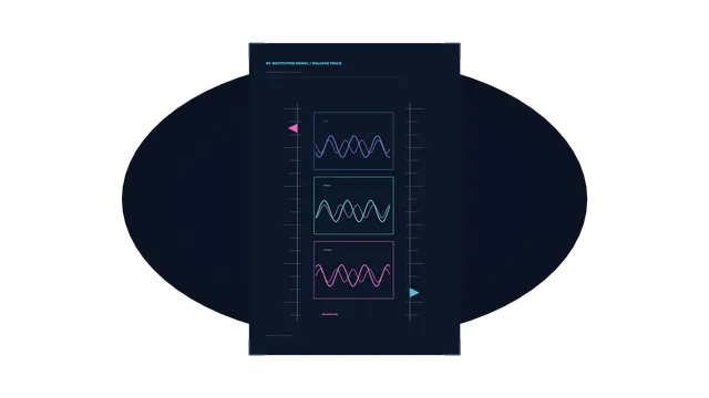 Neon waveform chart on a midnight field — waveform wallpaper at 3840x2160