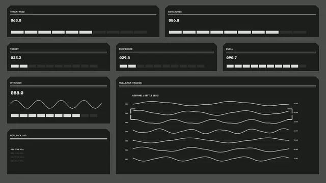 Dark telemetry panels with measured waveforms — telemetry wallpaper at 3840x2160