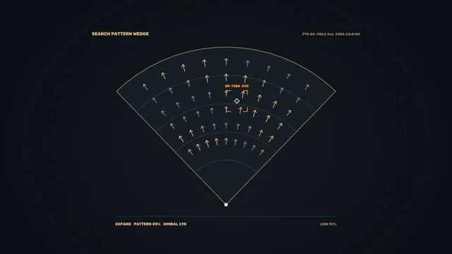 Amber Search Pattern Across a Dark Field — radial diagram wallpaper at 3840x2160