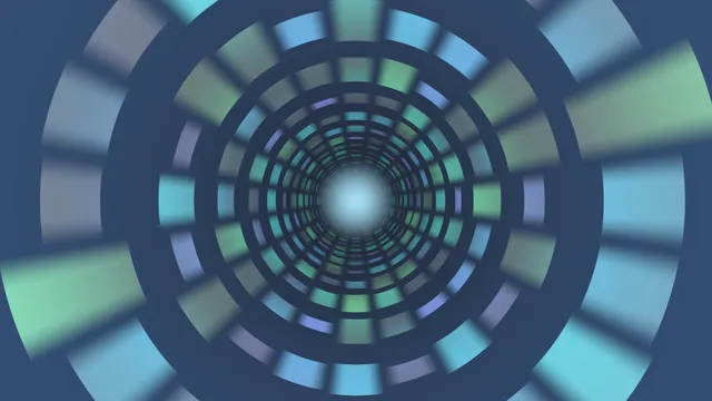 Concentric tunnel in blue and green light — concentric rings wallpaper at 3840x2160