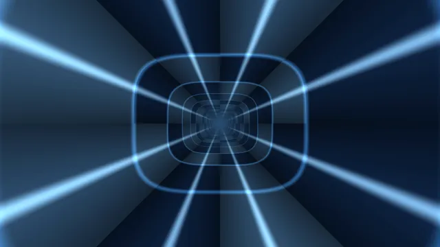 Blue Light Tunnel with Receding Geometric Forms — blue light wallpaper at 3840x2160