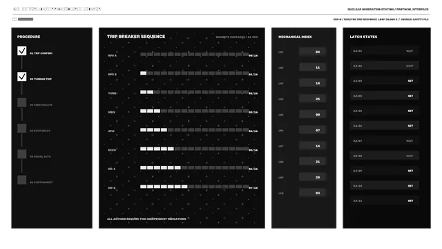 Monochrome Reactor Control Interface Grid — industrial interface wallpaper at 3840x2160
