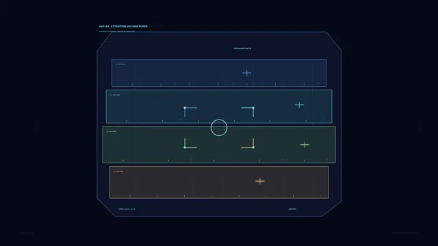 Layered depth grid in blue, green and amber — geometric grid wallpaper at 3840x2160