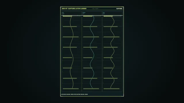 Capture latch ladder in a dark technical grid — technical panel wallpaper at 3840x2160