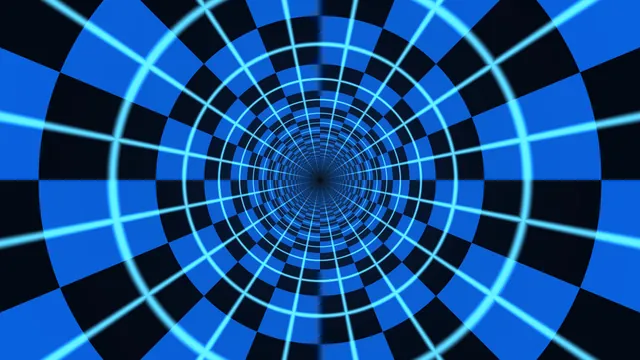 Cobalt tunnel of concentric light and geometry — geometric tunnel wallpaper at 3840x2160