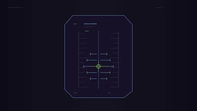 Neon confidence convergence diagram on midnight navy — technical diagram wallpaper at 3840x2160