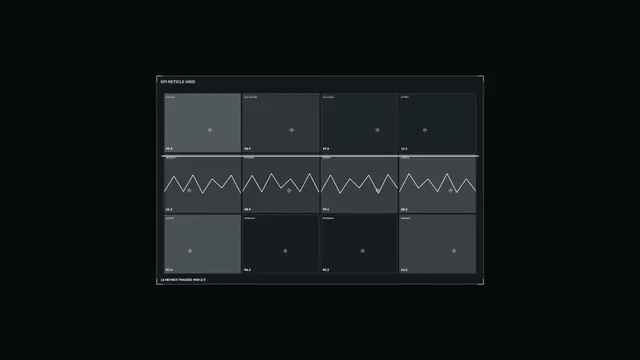 KPI reticle grid in charcoal and slate — dashboard wallpaper at 3840x2160