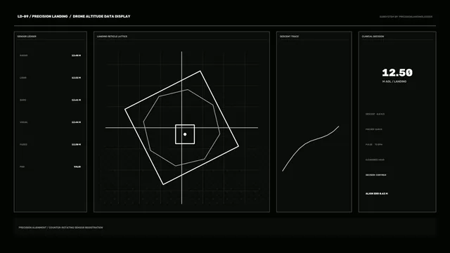 Monochrome Drone Landing Data Interface — drone interface wallpaper at 3840x2160