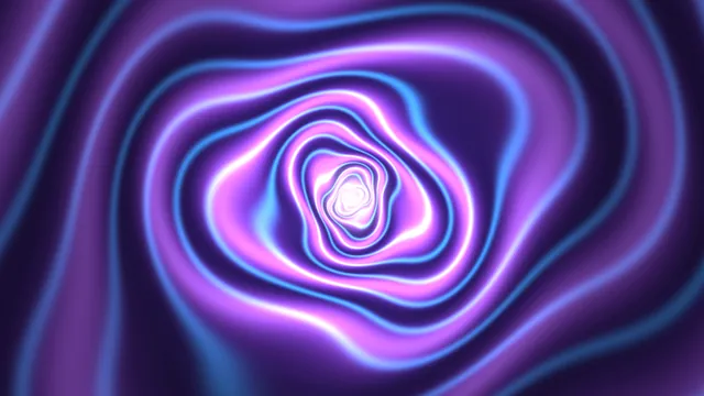 Neon contour spiral in violet and blue light — neon spiral wallpaper at 3840x2160