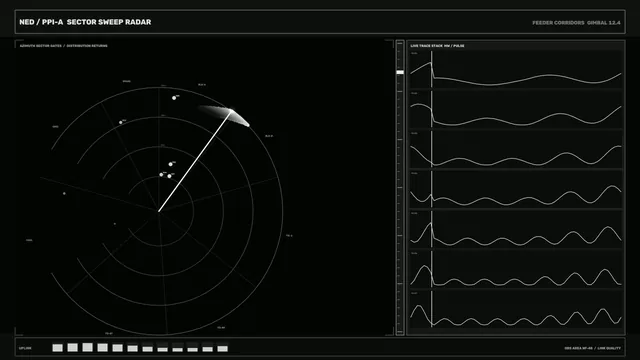 Monochrome radar sweep with signal traces — radar wallpaper at 3840x2160
