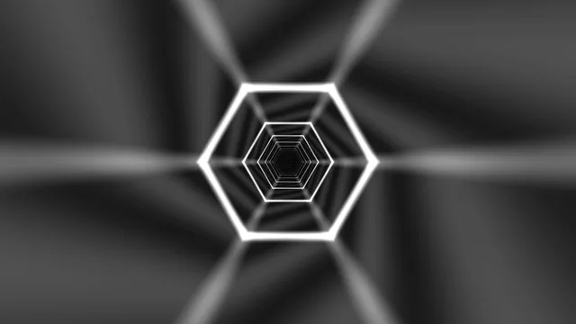 White hexagonal tunnel in monochrome light — hexagon wallpaper at 3840x2160