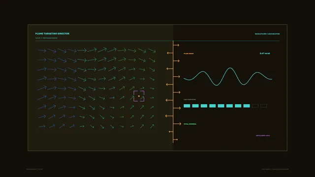 Plume targeting display with vector field — telemetry display wallpaper at 3840x2160