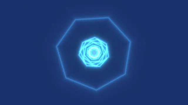 Concentric neon polygon on a blue field — neon polygon wallpaper at 3840x2160