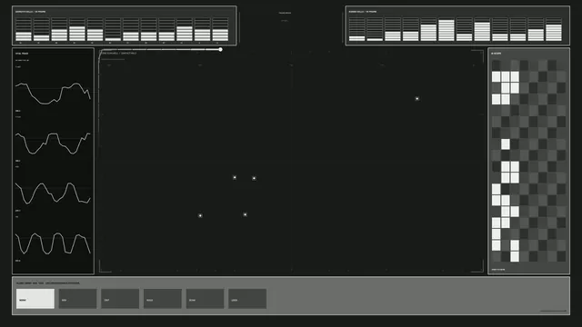 Monochrome instrument panel with waveform grids — control panel wallpaper at 3840x2160