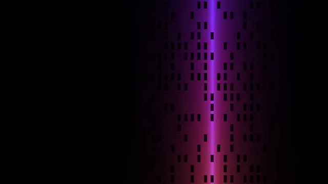 Violet light column among dark pixel forms — violet beam wallpaper at 3840x2160