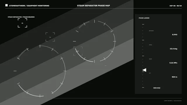 Monochrome steam separator phase map interface — industrial interface wallpaper at 3840x2160