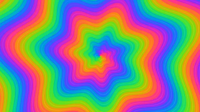 Rainbow contour waves around a central rosette — rainbow wallpaper at 3840x2160