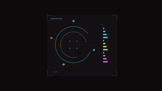 Neon classifier diagram in geometric space — geometric interface wallpaper at 3840x2160