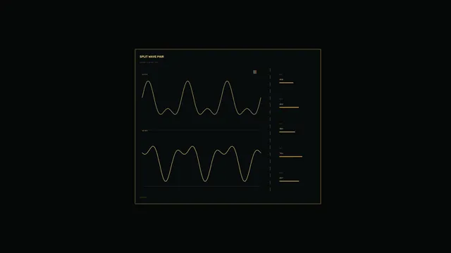 Split wave pair in gold on a black field — waveform wallpaper at 3840x2160