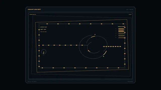 Coolant loop schematic in amber and blue — coolant loop wallpaper at 3840x2160