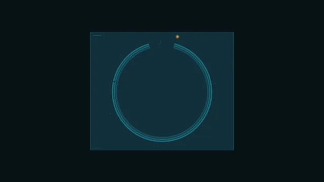 Teal orbital ring with a point of amber light — orbital ring wallpaper at 3840x2160