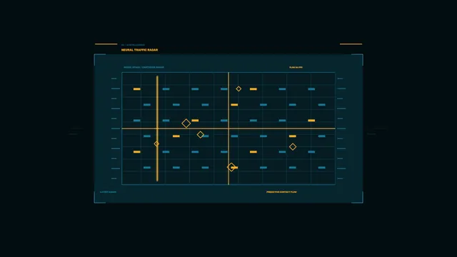 Neural traffic radar in amber and blue — neural traffic radar wallpaper at 3840x2160