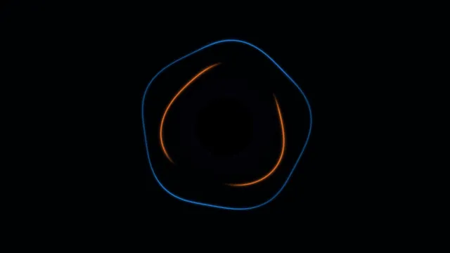Blue and amber orbital lines in black space — orbital lines wallpaper at 3840x2160