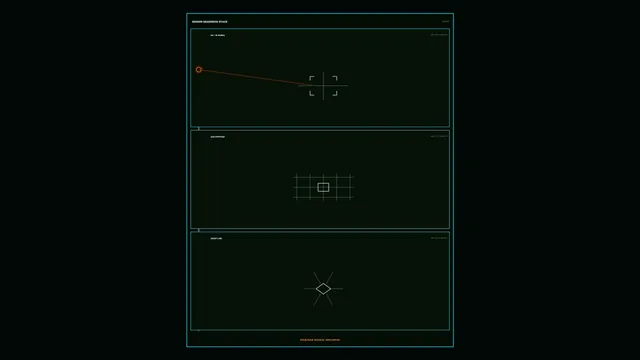 Dark orbital interface with geometric sensor diagrams — orbital interface wallpaper at 3840x2160
