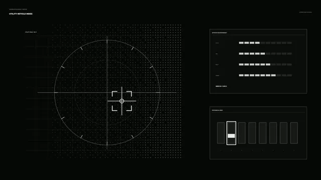 Monochrome reticle grid with technical index panels — reticle wallpaper at 3840x2160