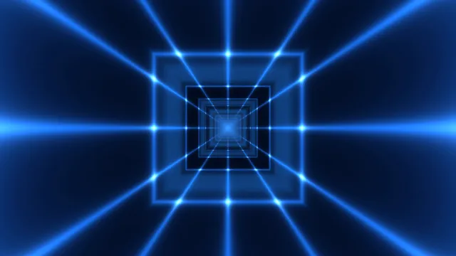 Blue luminous geometric tunnel in deep space — blue wallpaper at 3840x2160