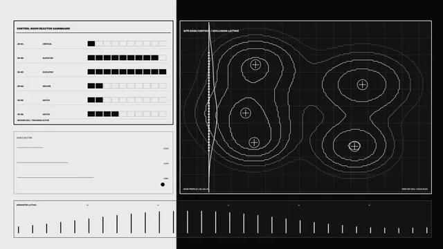 Monochrome reactor dashboard and contour lattice — reactor dashboard wallpaper at 3840x2160