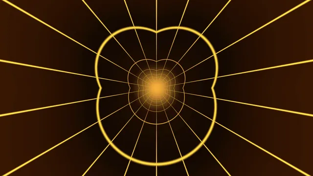 Golden radial geometry on a dark brown field — golden geometry wallpaper at 3840x2160