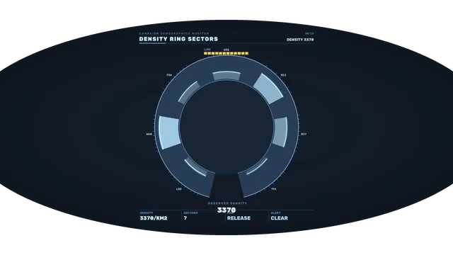 Futuristic density ring interface in blue light — circular interface wallpaper at 3840x2160