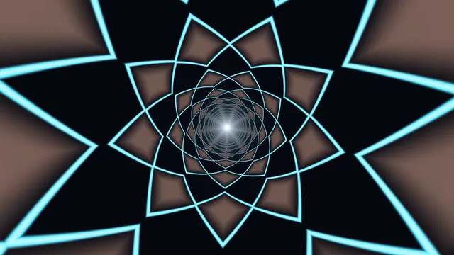 Cyan geometric rosette with a luminous center — geometric rosette wallpaper at 3840x2160