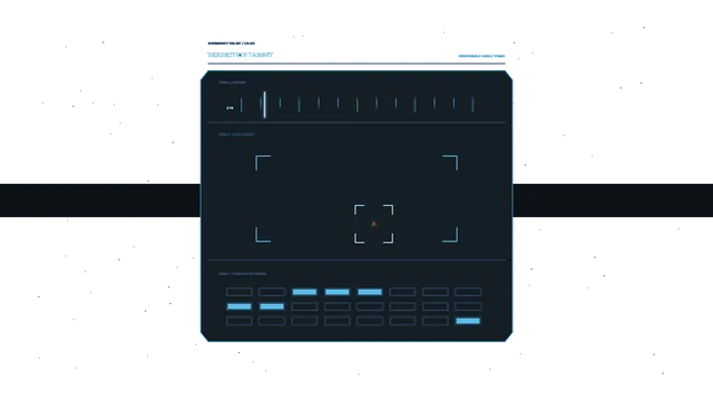 Blue target interface on a dark field — targeting interface wallpaper at 3840x2160