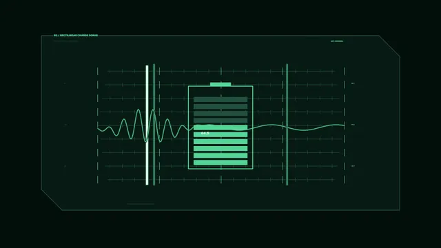 Neon sonar waveform on a dark technical grid — sonar wallpaper at 3840x2160