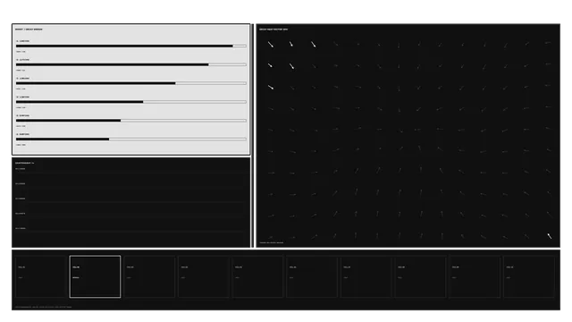Black Interface Grid with Vector Field Diagrams — technical interface wallpaper at 3840x2160