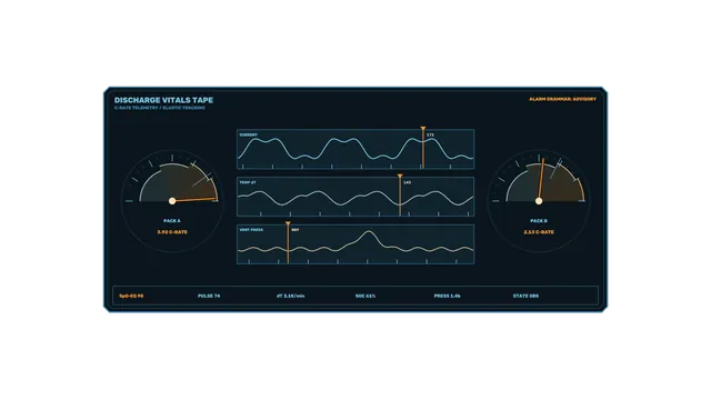 Dark telemetry dashboard with luminous gauges — telemetry wallpaper at 3840x2160
