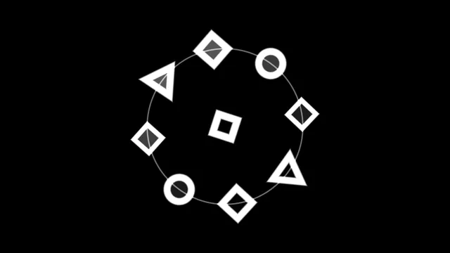 White geometric orbit on a black field — geometric wallpaper at 3840x2160
