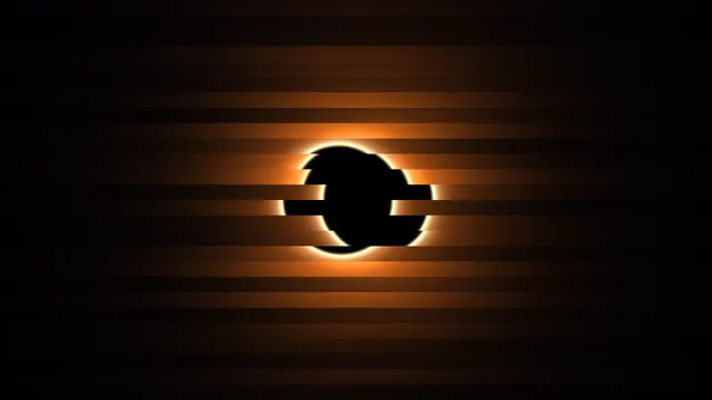 Black eclipse ring across amber horizontal bands — black circle wallpaper at 3840x2160