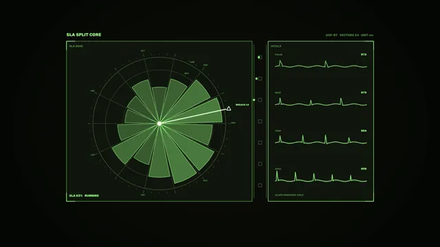 Green radial monitor on a black field — instrument panel wallpaper at 3840x2160