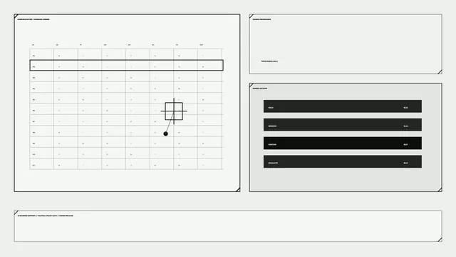 Monochrome evidence matrix and action grid — evidence matrix wallpaper at 3840x2160
